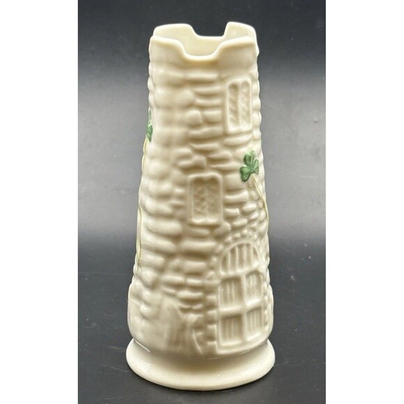 Belleek Irish Mini Castle Shamrock Bud Vase 4 Inches Used - Picture 2 of 10